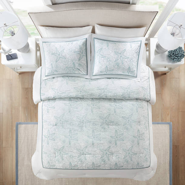 Harbor House Maya Bay White/Seafoam Blue 100 Cotton 200 TC Reversible